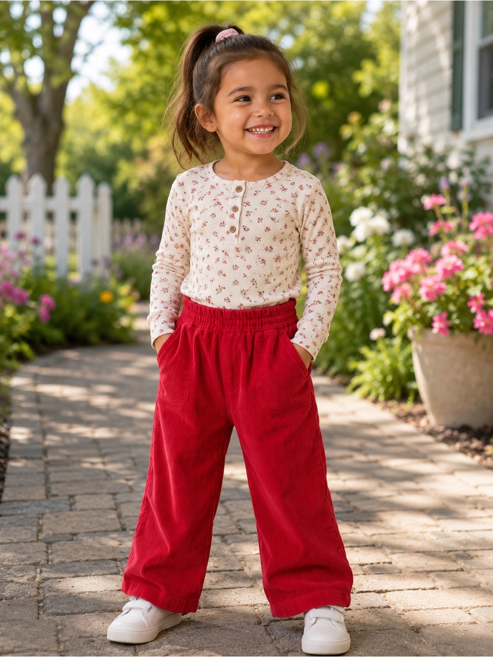 Vintage Toddletime JCPenney Red Corduroy Pants Size 4 Elastic Waist Retro Kids